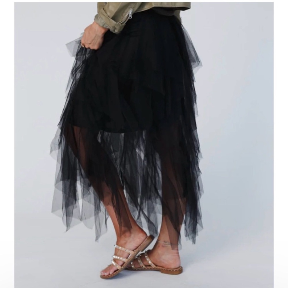 Three Bird Nest Black Layered Tulle Ballerina Skirt - Picture 3 of 9